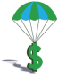 picture of a money symbol with a parachute used for a logo for karrie mae southern law office